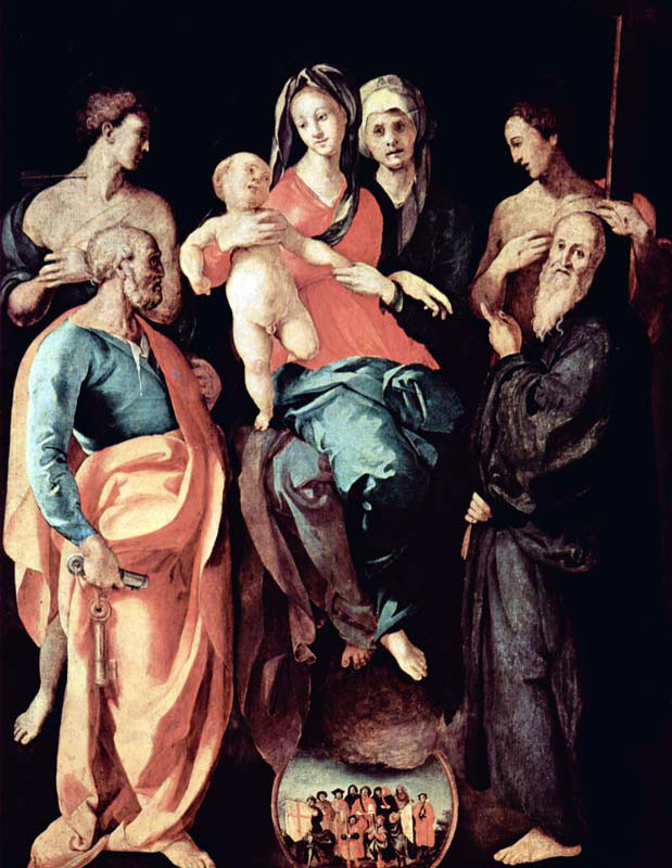 annen altar madonna with saint anna saint sebastian saint peter saint filippus and saint benedict